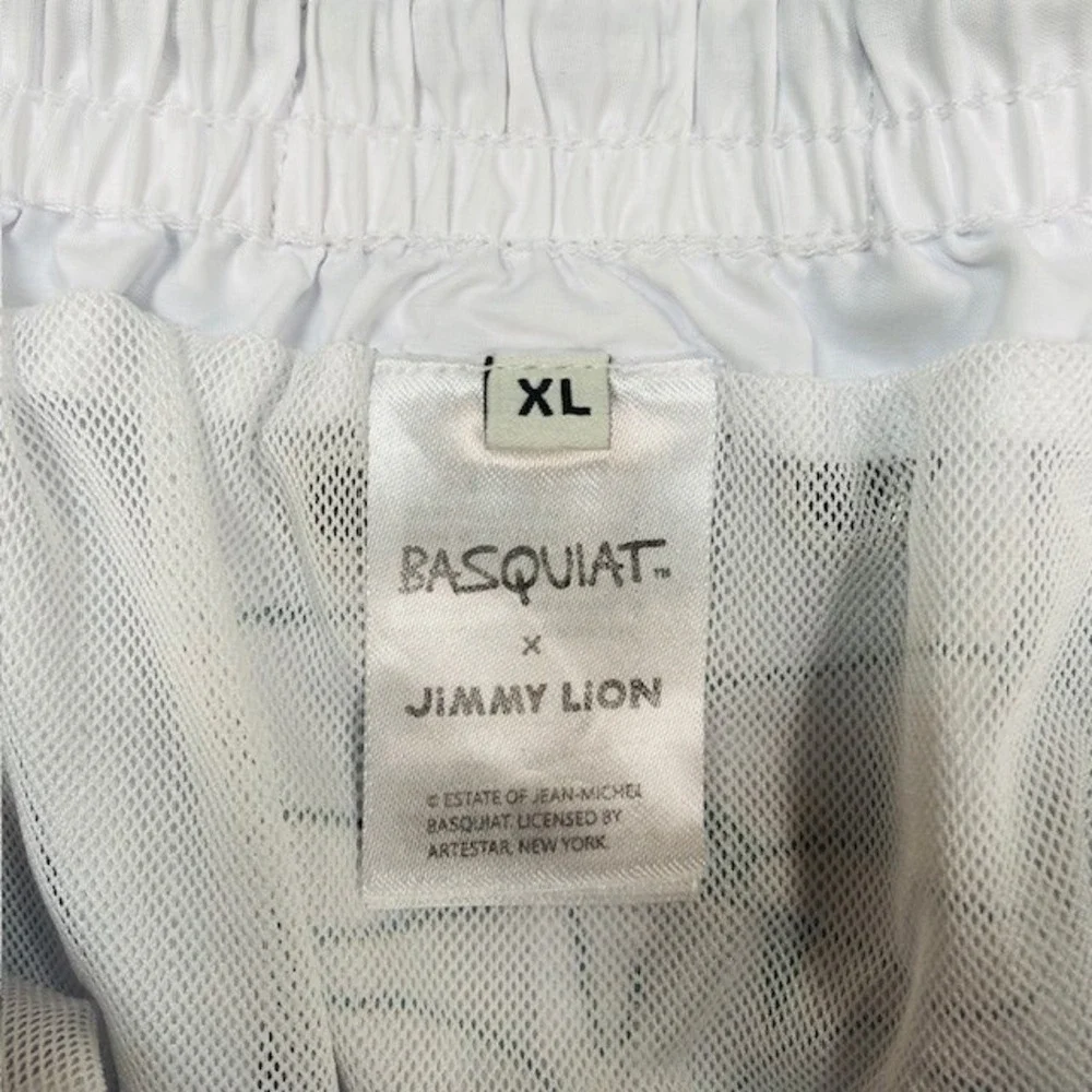Jean-Michel Basquiat Mens XL Swim Shorts White Graphic Print Recycled Polyester